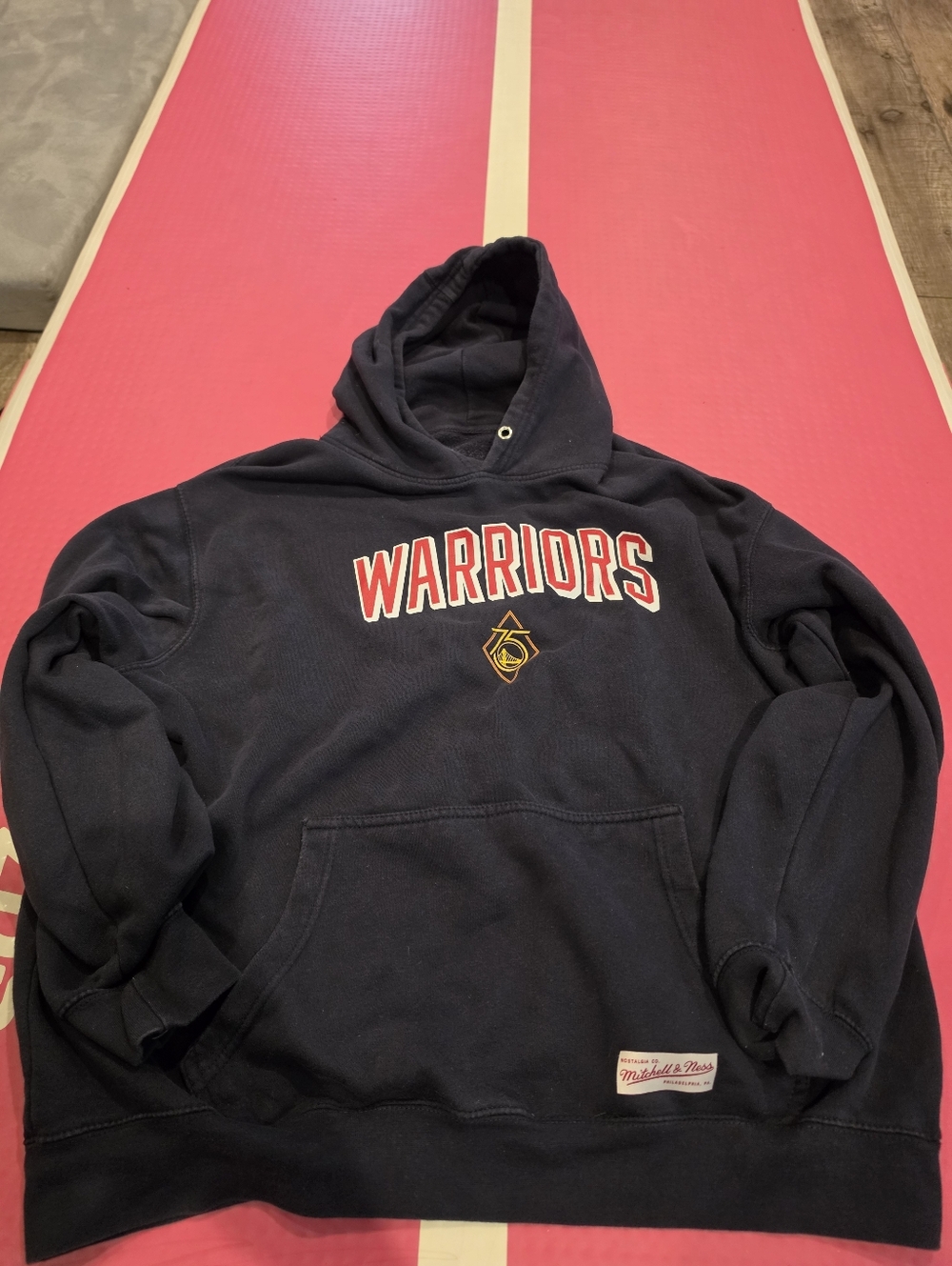 Warriors Navy Hooded Sweatshirt - Mitchell & Ness